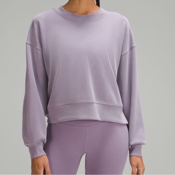 NWT Lululemon Perfectly Oversized Cropped Crew *Softstreme Purple Ash Size 2 - Picture 6 of 8